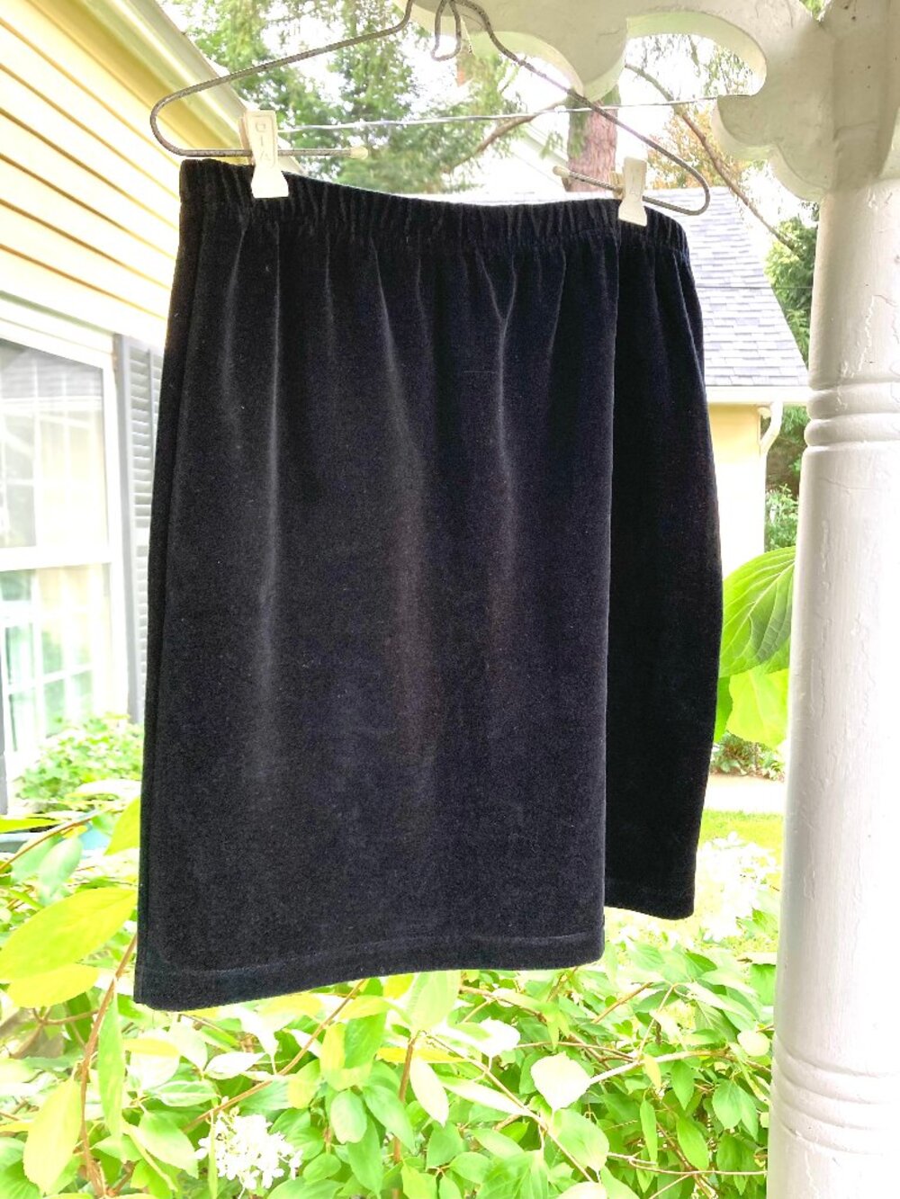 Talbots Black Velvet Skirt with Elastic Waist